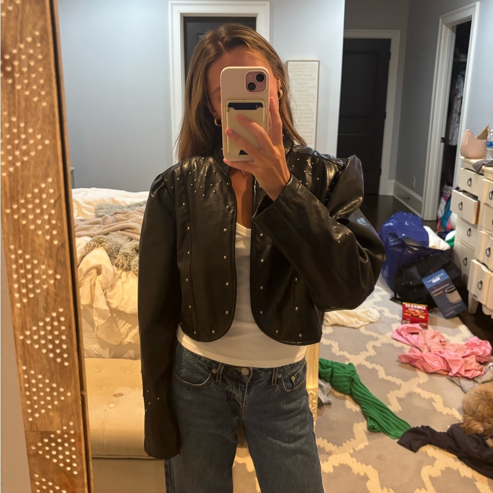 Vintage MKM Black Leather Studded Jacket